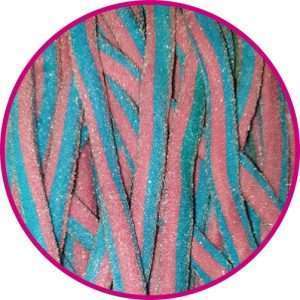 close up of fizzy red and blue giant cables