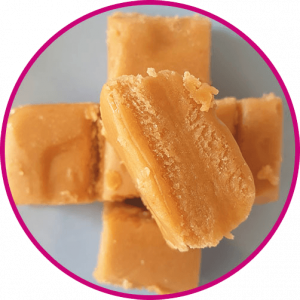 close up of clotted cream fudge