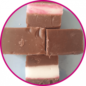 close up of jammie wagon wheel fudge